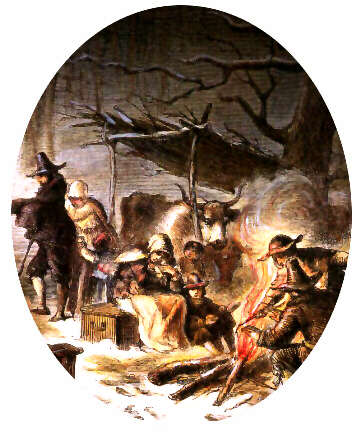 painting of colonists surviving the winter