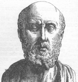 a drawing of a statue of Hippocrates